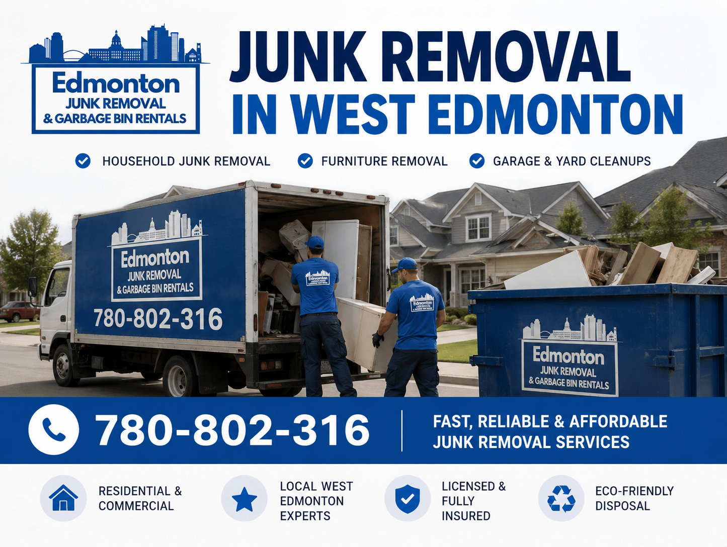 junk removal in West Edmonton clearing household and commercial waste