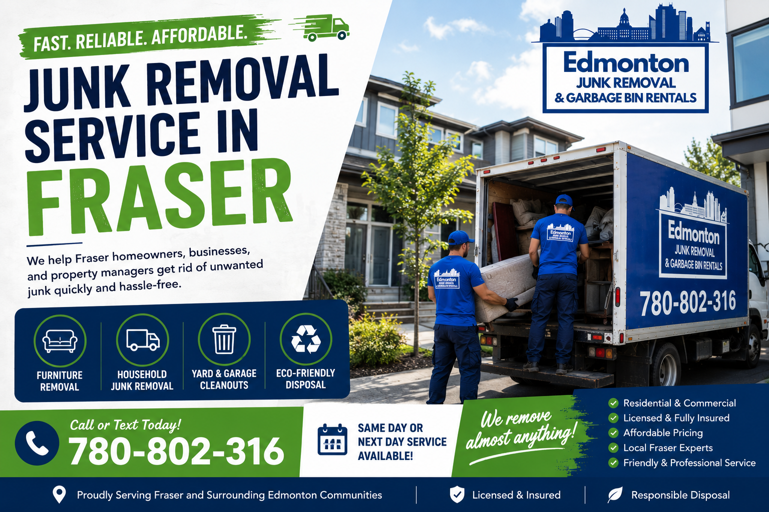 junk removal service in Fraser clearing household and office waste