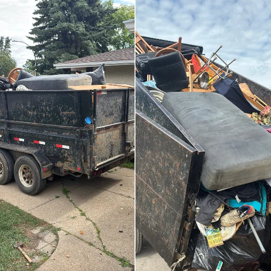 Apartment junk removal Edmonton team removing furniture from residential unit